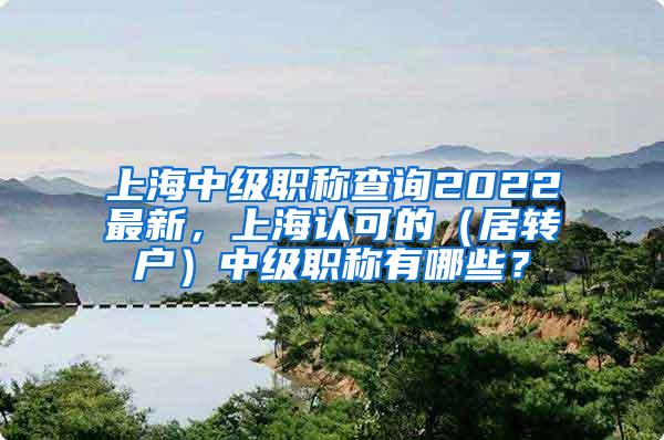 上海中级职称查询2022最新，上海认可的（居转户）中级职称有哪些？