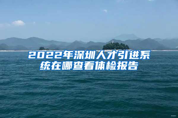 2022年深圳人才引进系统在哪查看体检报告