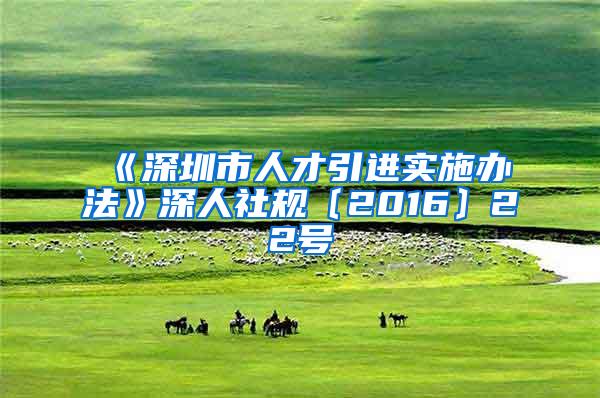 《深圳市人才引进实施办法》深人社规〔2016〕22号