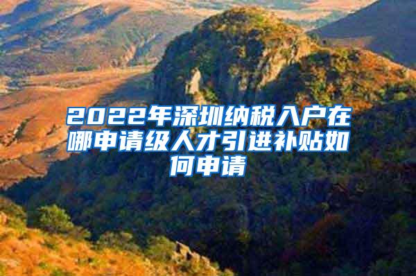 2022年深圳纳税入户在哪申请级人才引进补贴如何申请