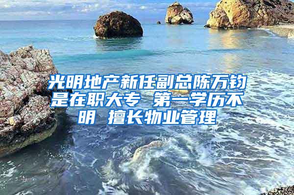 光明地产新任副总陈万钧是在职大专 第一学历不明 擅长物业管理