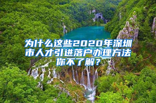 为什么这些2020年深圳市人才引进落户办理方法你不了解？