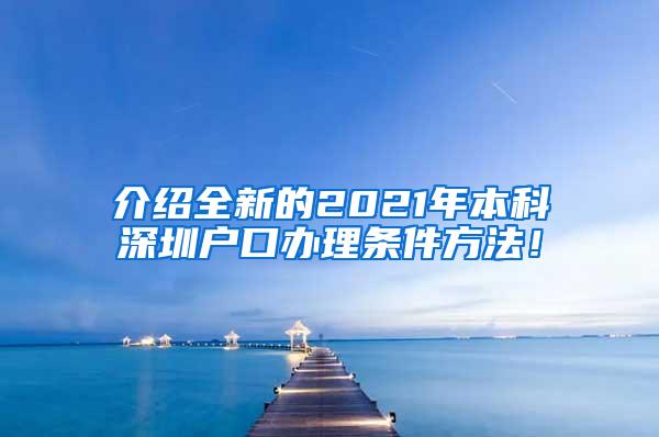 介绍全新的2021年本科深圳户口办理条件方法！