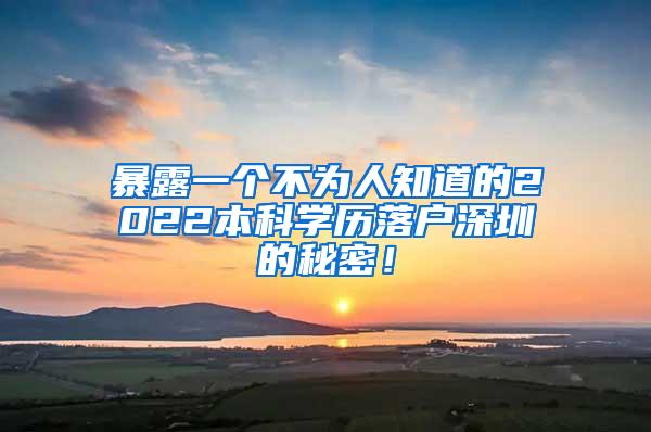 暴露一个不为人知道的2022本科学历落户深圳的秘密！