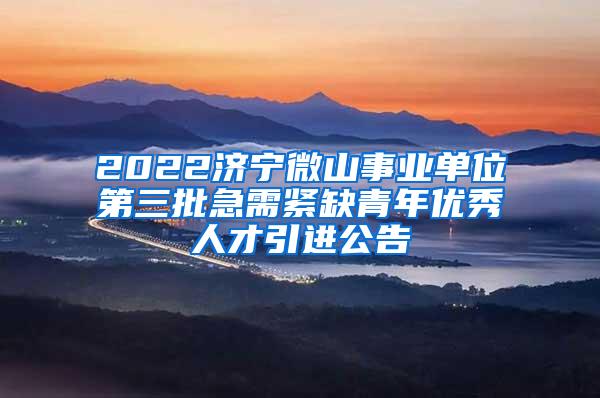 2022济宁微山事业单位第三批急需紧缺青年优秀人才引进公告