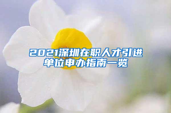 2021深圳在职人才引进单位申办指南一览