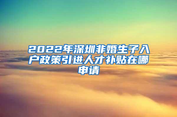 2022年深圳非婚生子入户政策引进人才补贴在哪申请