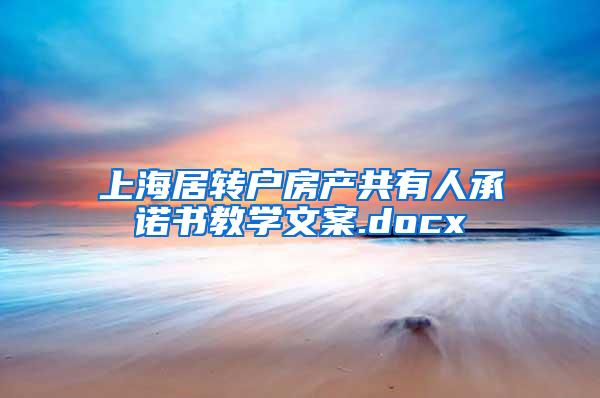 上海居转户房产共有人承诺书教学文案.docx