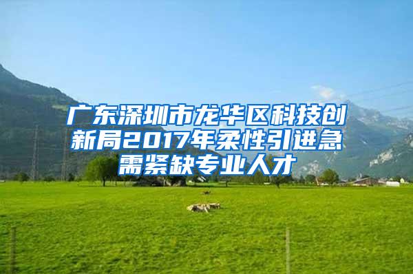 广东深圳市龙华区科技创新局2017年柔性引进急需紧缺专业人才