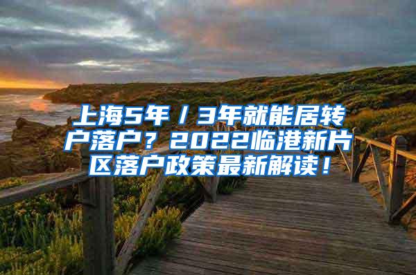 上海5年／3年就能居转户落户？2022临港新片区落户政策最新解读！