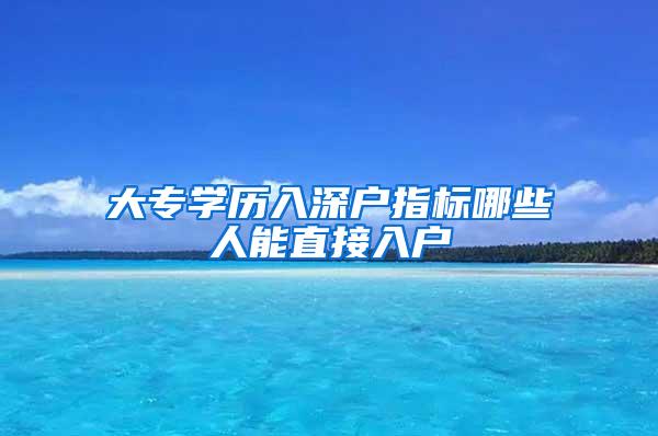 大专学历入深户指标哪些人能直接入户