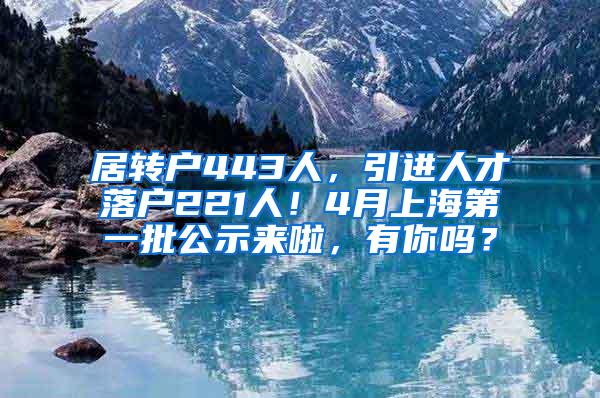 居转户443人，引进人才落户221人！4月上海第一批公示来啦，有你吗？