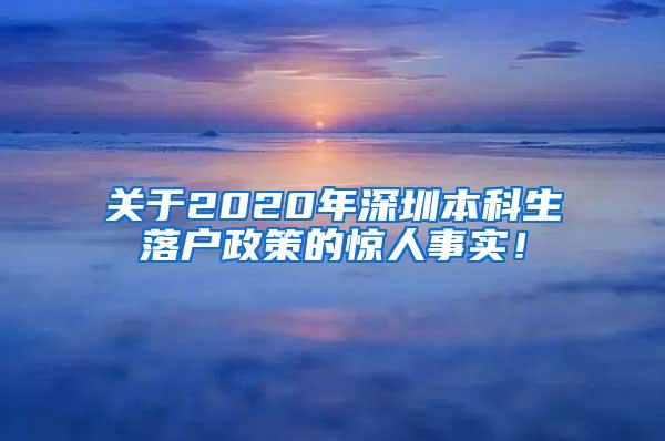 关于2020年深圳本科生落户政策的惊人事实！