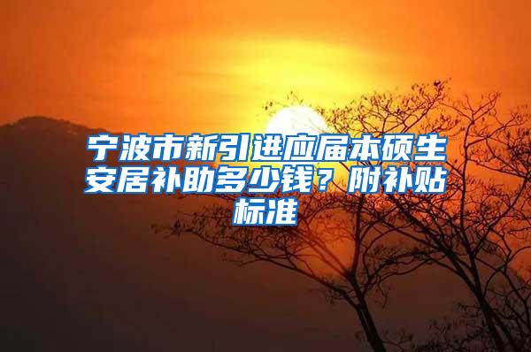 宁波市新引进应届本硕生安居补助多少钱？附补贴标准