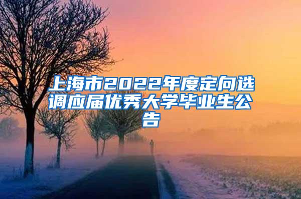 上海市2022年度定向选调应届优秀大学毕业生公告