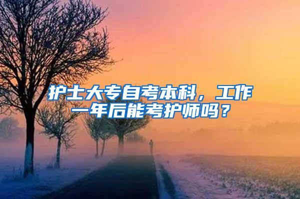 护士大专自考本科，工作一年后能考护师吗？