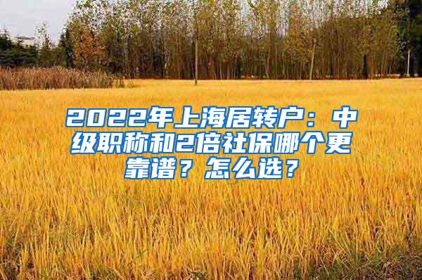 2022年上海居转户：中级职称和2倍社保哪个更靠谱？怎么选？