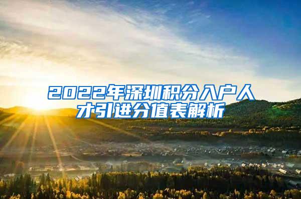 2022年深圳积分入户人才引进分值表解析