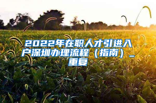 2022年在职人才引进入户深圳办理流程（指南）_重复