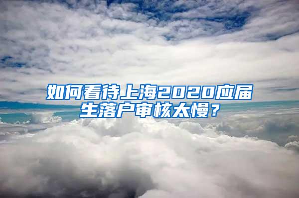 如何看待上海2020应届生落户审核太慢？