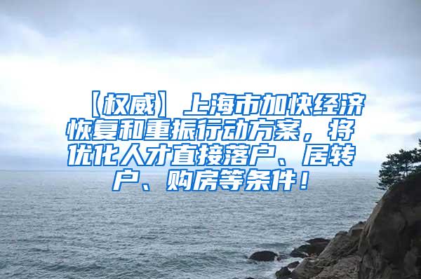 【权威】上海市加快经济恢复和重振行动方案，将优化人才直接落户、居转户、购房等条件！