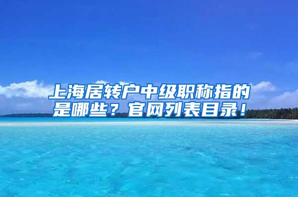 上海居转户中级职称指的是哪些？官网列表目录！