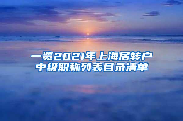 一览2021年上海居转户中级职称列表目录清单