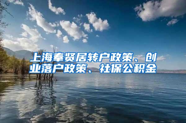 上海奉贤居转户政策、创业落户政策、社保公积金