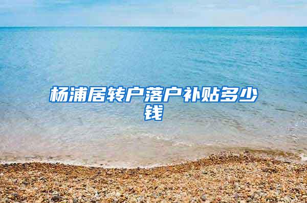 杨浦居转户落户补贴多少钱