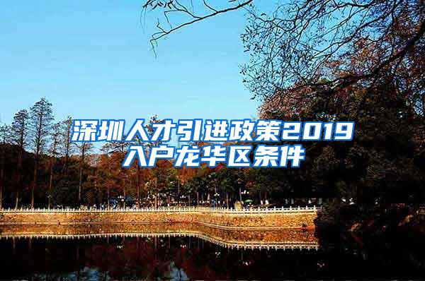 深圳人才引进政策2019入户龙华区条件