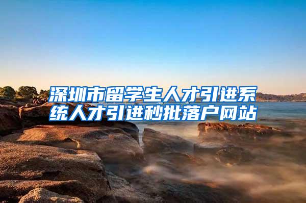 深圳市留学生人才引进系统人才引进秒批落户网站