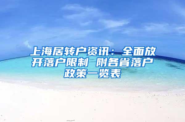 上海居转户资讯：全面放开落户限制 附各省落户政策一览表