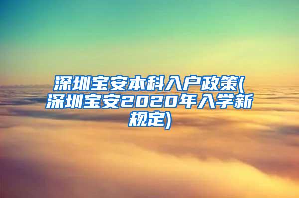 深圳宝安本科入户政策(深圳宝安2020年入学新规定)