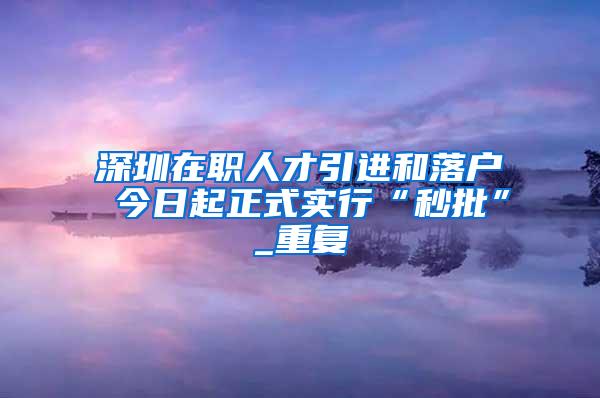 深圳在职人才引进和落户 今日起正式实行“秒批”_重复