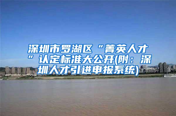 深圳市罗湖区“菁英人才”认定标准大公开(附：深圳人才引进申报系统)