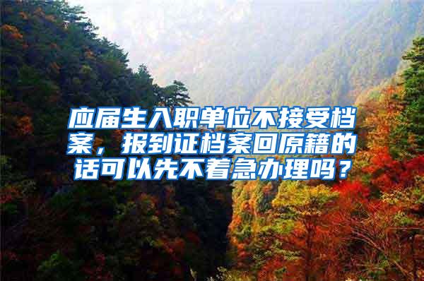 应届生入职单位不接受档案，报到证档案回原籍的话可以先不着急办理吗？