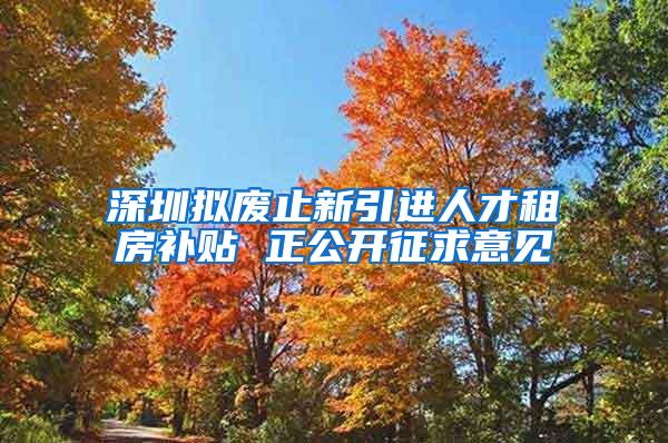 深圳拟废止新引进人才租房补贴 正公开征求意见