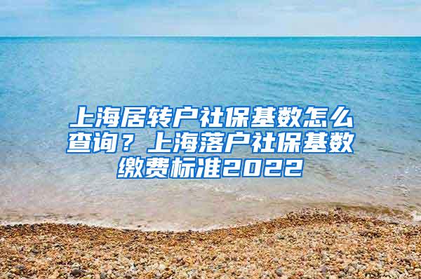 上海居转户社保基数怎么查询？上海落户社保基数缴费标准2022