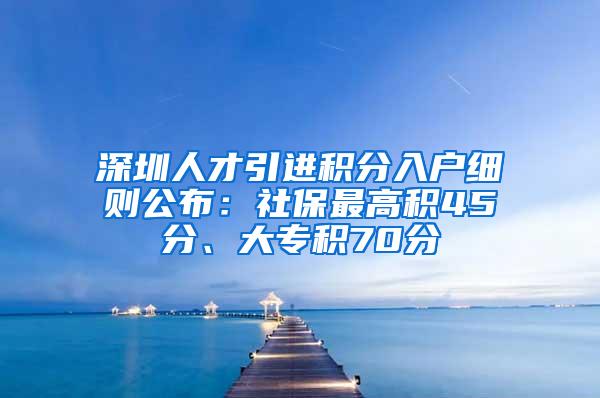 深圳人才引进积分入户细则公布：社保最高积45分、大专积70分