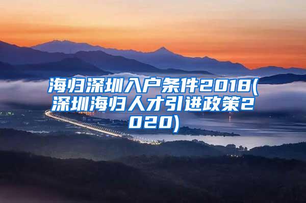 海归深圳入户条件2018(深圳海归人才引进政策2020)