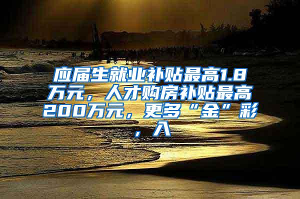 应届生就业补贴最高1.8万元，人才购房补贴最高200万元，更多“金”彩，入↓