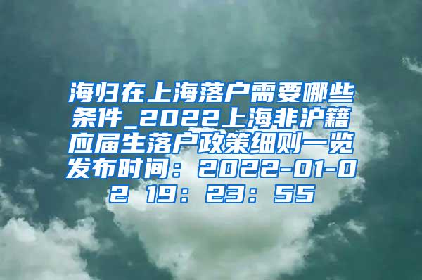 海归在上海落户需要哪些条件_2022上海非沪籍应届生落户政策细则一览发布时间：2022-01-02 19：23：55