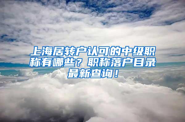 上海居转户认可的中级职称有哪些？职称落户目录最新查询！