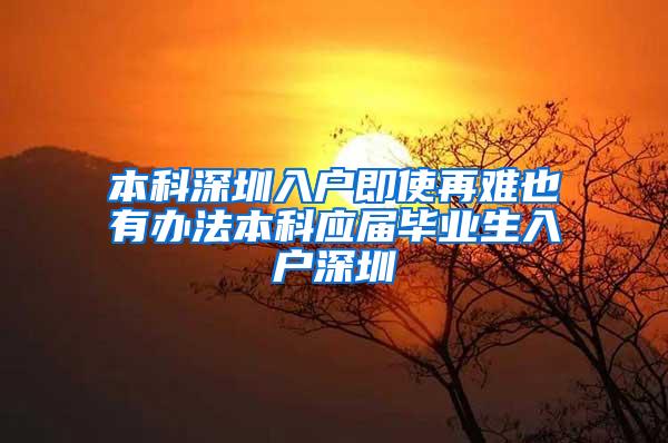 本科深圳入户即使再难也有办法本科应届毕业生入户深圳