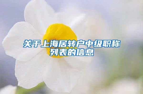关于上海居转户中级职称列表的信息