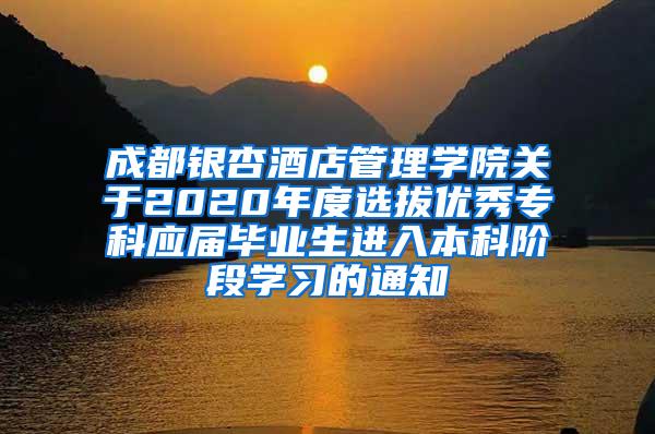 成都银杏酒店管理学院关于2020年度选拔优秀专科应届毕业生进入本科阶段学习的通知