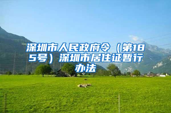 深圳市人民政府令（第185号）深圳市居住证暂行办法