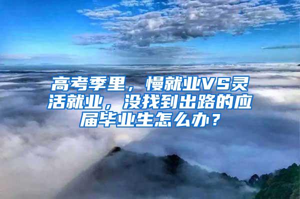 高考季里，慢就业VS灵活就业，没找到出路的应届毕业生怎么办？