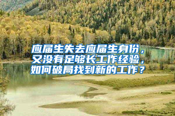 应届生失去应届生身份，又没有足够长工作经验，如何破局找到新的工作？