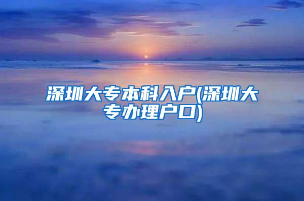 深圳大专本科入户(深圳大专办理户口)